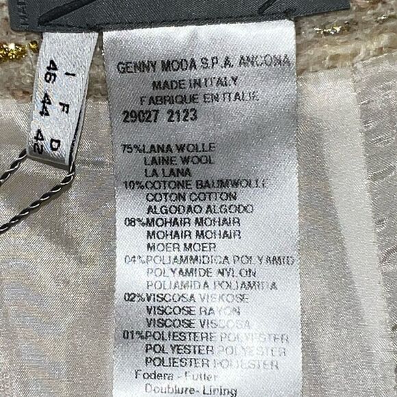 NWT Genny Moda Italy Vintage Boucle Two Piece Skirt Suit Cream Sz 10 - Picture 7 of 8